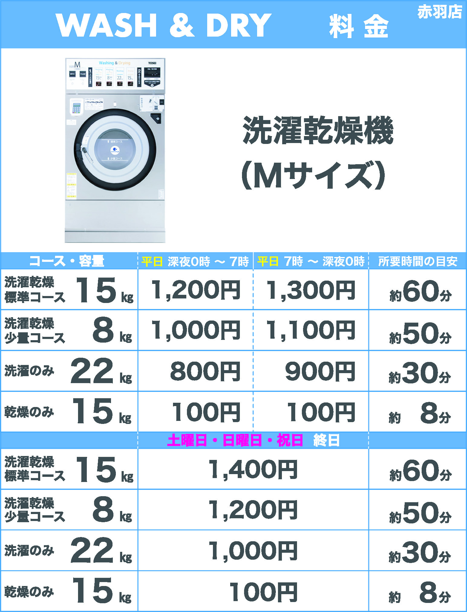 洗濯乾燥機Mサイズ