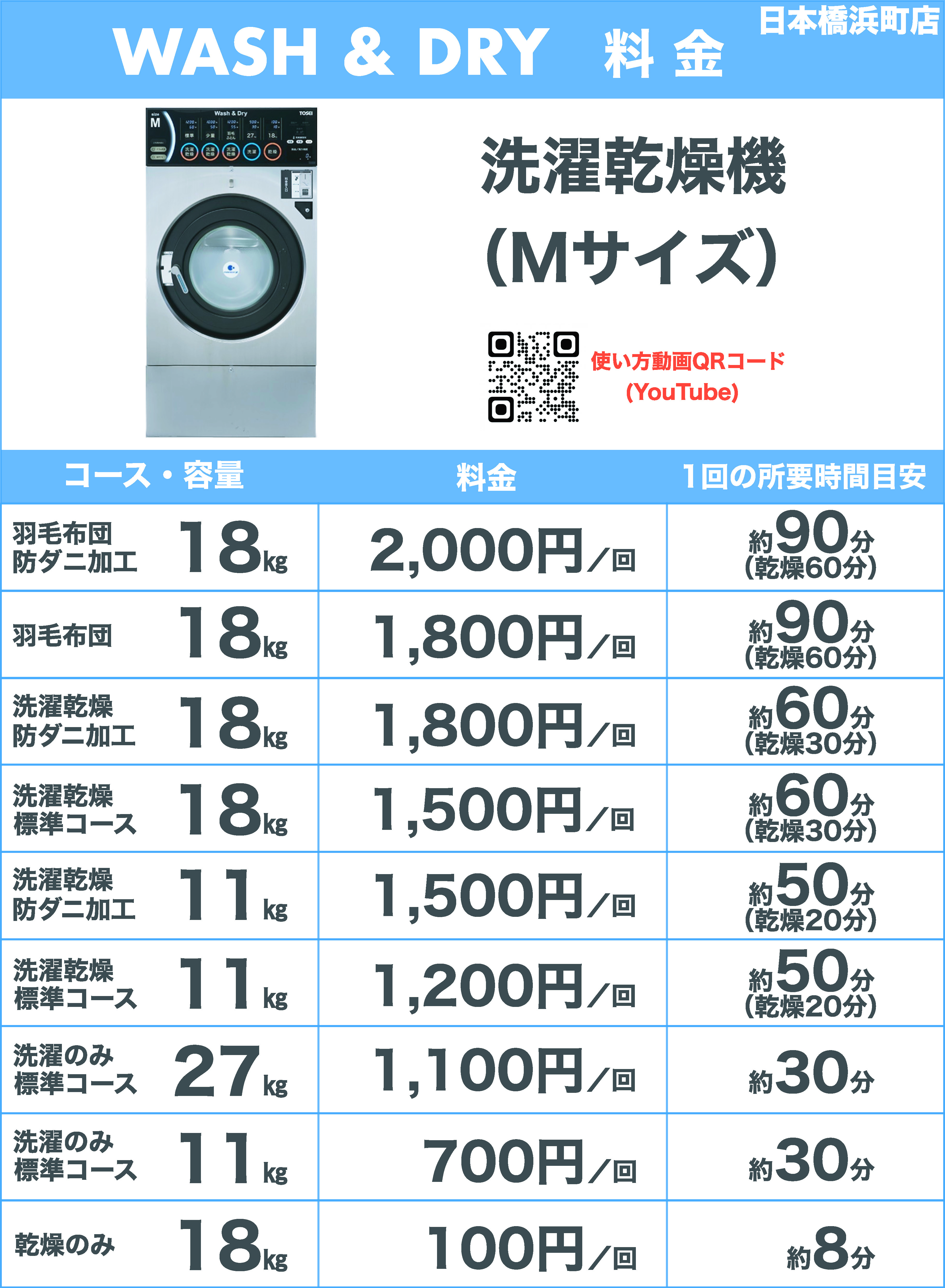 洗濯乾燥機Mサイズ